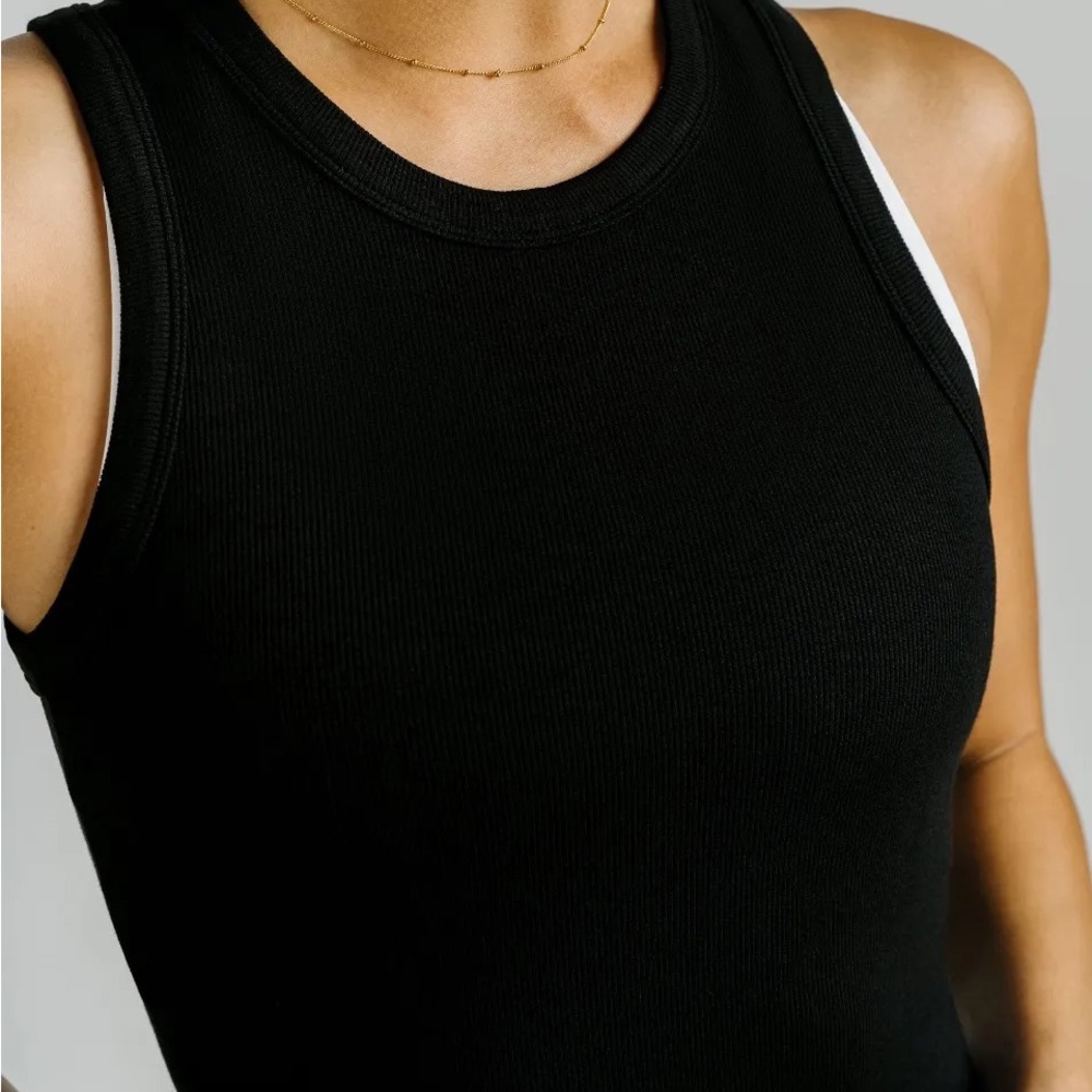 Elegant Black Ribbed Tank Top
